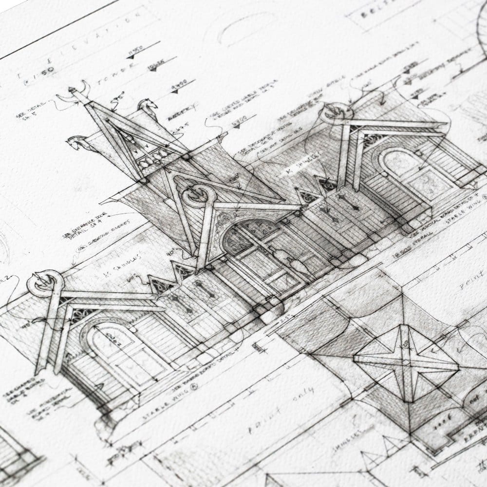 🧪 LAB | SU ORDINAZIONE Lord of the Rings Blueprint Art Print The Stable of Edoras 59 x 42 cm