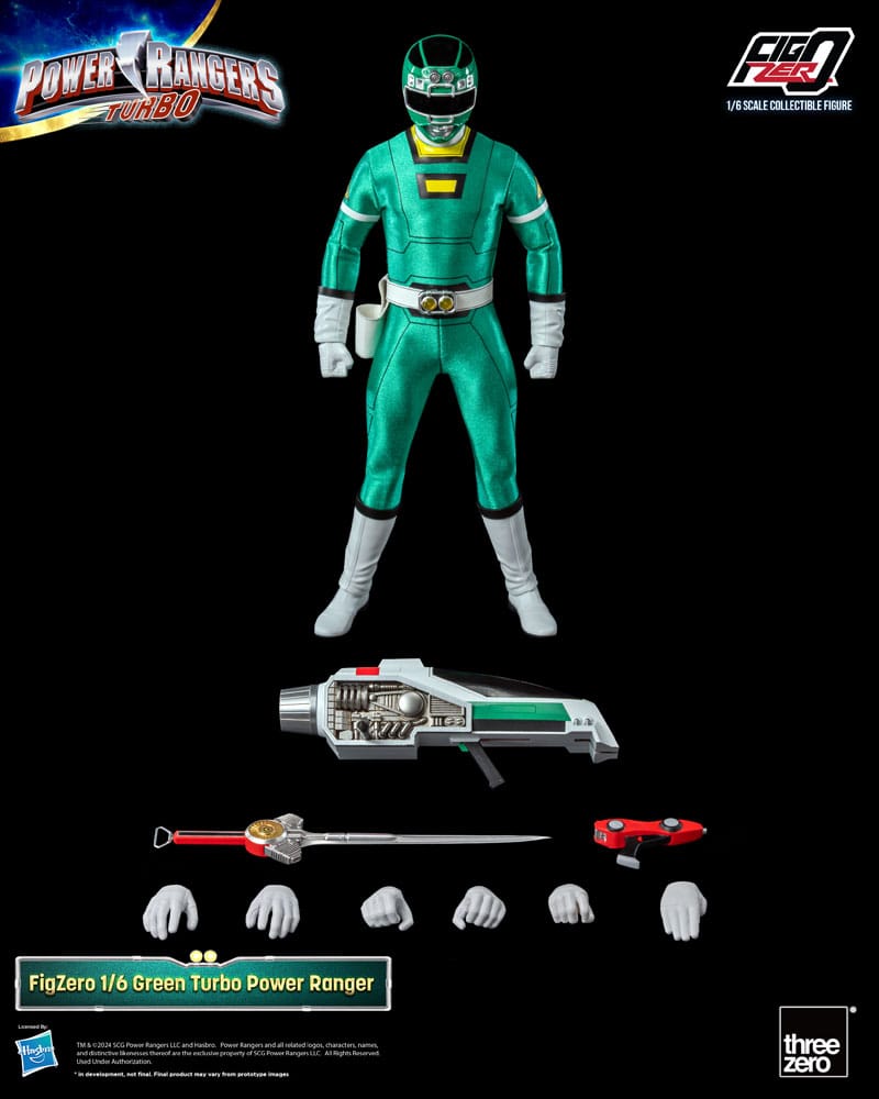 🧪 LAB | SU ORDINAZIONE Power Rangers Turbo FigZero Action Figure 1/6 Green Turbo Power Ranger 30 cm 