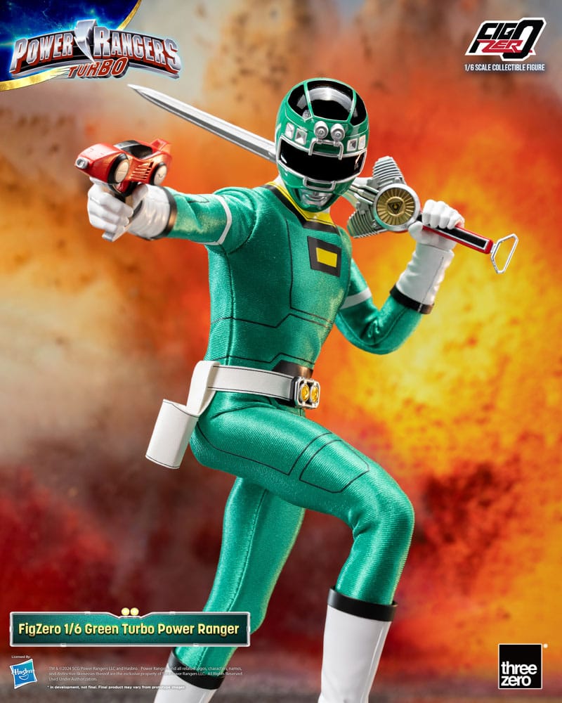 🧪 LAB | SU ORDINAZIONE Power Rangers Turbo FigZero Action Figure 1/6 Green Turbo Power Ranger 30 cm 
