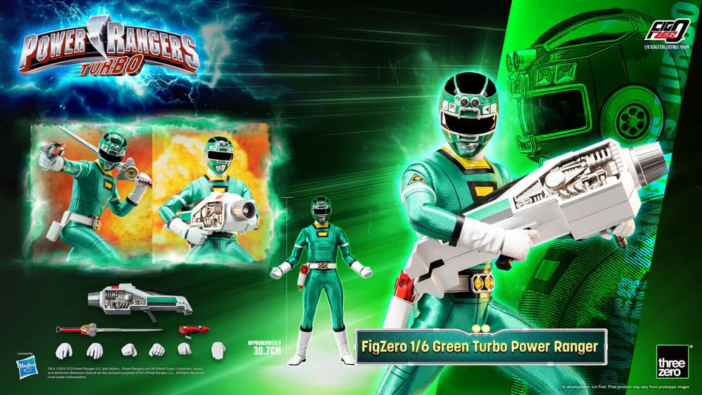 🧪 LAB | SU ORDINAZIONE Power Rangers Turbo FigZero Action Figure 1/6 Green Turbo Power Ranger 30 cm 