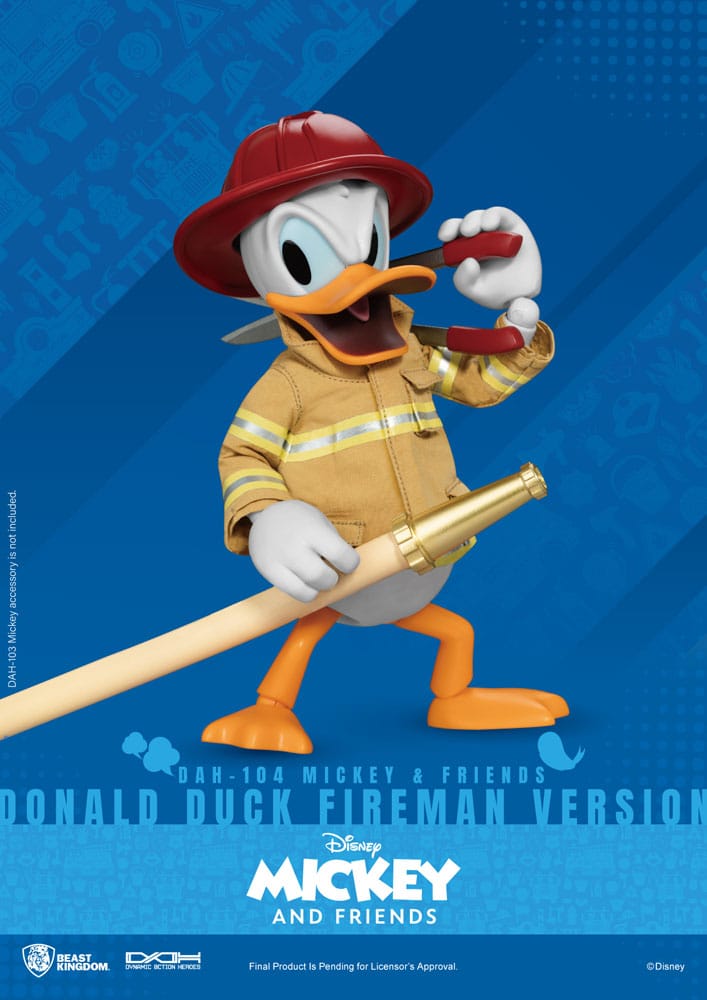 PREORDINE ESAURITO Mickey & Friends Dynamic 8ction Heroes Action Figure 1/9 Donald Duck Fireman Ver. 24 cm