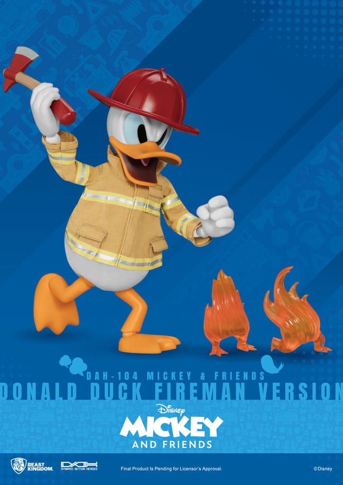 PREORDINE ESAURITO Mickey & Friends Dynamic 8ction Heroes Action Figure 1/9 Donald Duck Fireman Ver. 24 cm