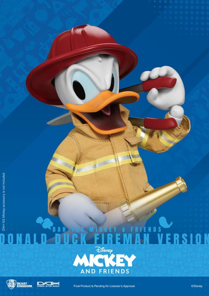 PREORDINE ESAURITO Mickey & Friends Dynamic 8ction Heroes Action Figure 1/9 Donald Duck Fireman Ver. 24 cm