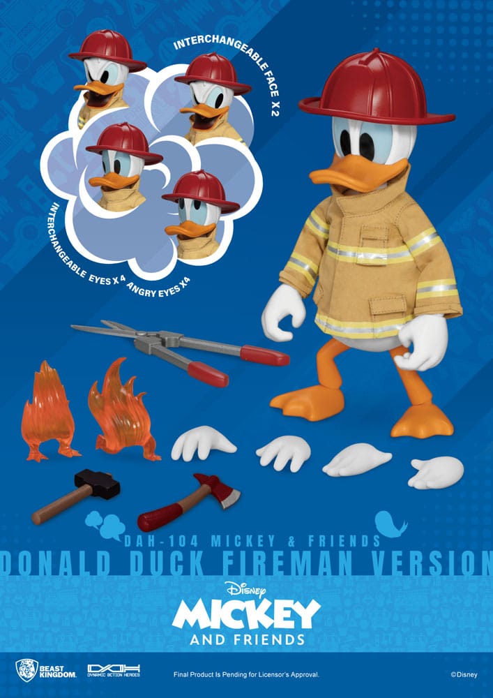 PREORDINE ESAURITO Mickey & Friends Dynamic 8ction Heroes Action Figure 1/9 Donald Duck Fireman Ver. 24 cm
