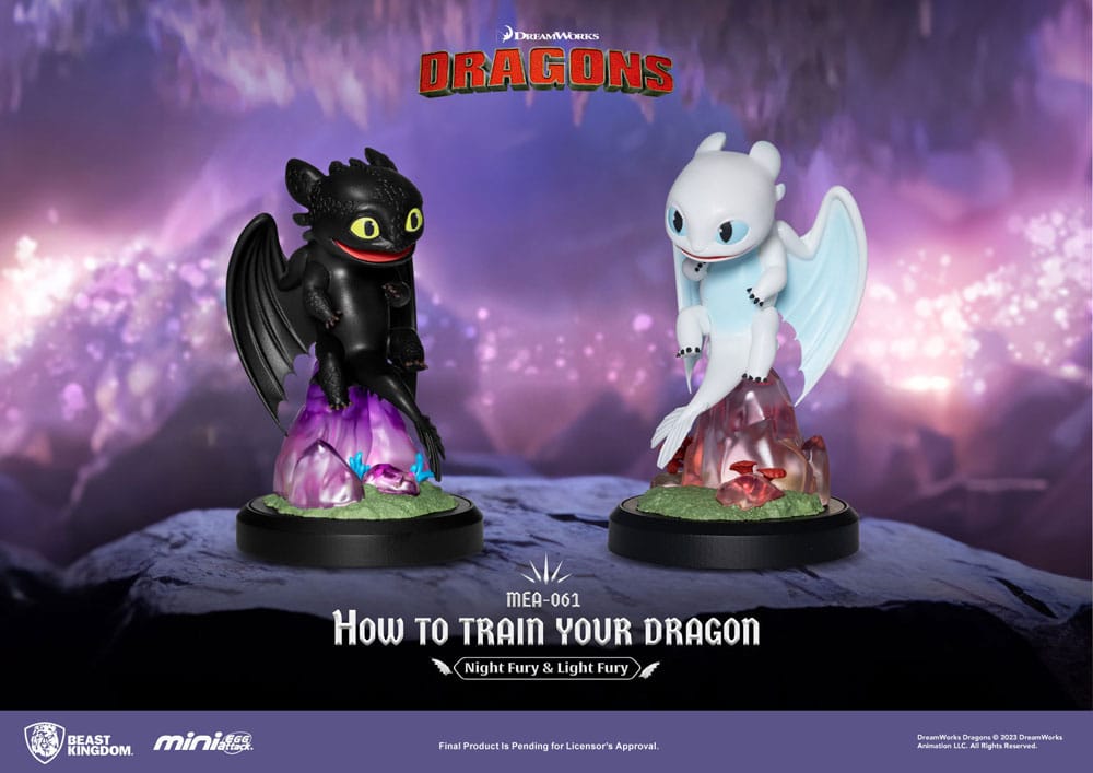 PREORDINE ESAURITO How To Train Your Dragon Mini Egg Attack Figures 2-Pack Night Fury & Light Fury 10 cm