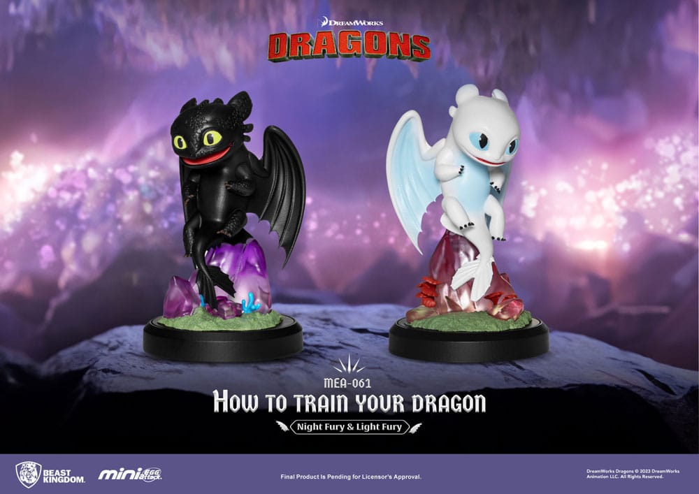 PREORDINE ESAURITO How To Train Your Dragon Mini Egg Attack Figures 2-Pack Night Fury & Light Fury 10 cm