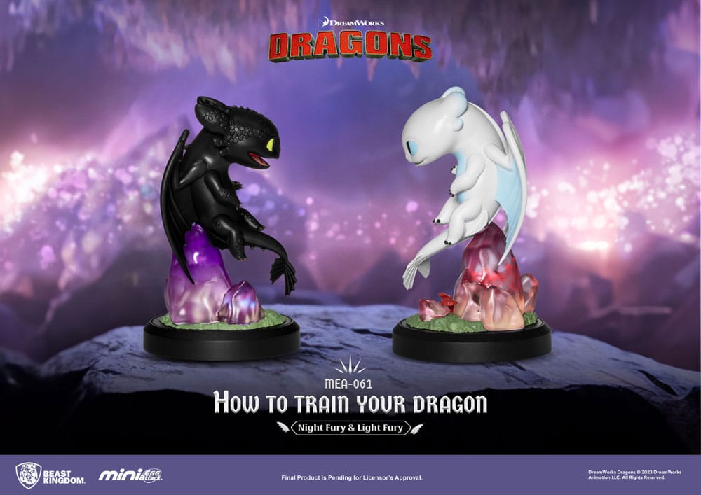 PREORDINE ESAURITO How To Train Your Dragon Mini Egg Attack Figures 2-Pack Night Fury & Light Fury 10 cm