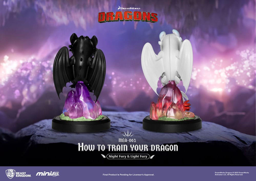 PREORDINE ESAURITO How To Train Your Dragon Mini Egg Attack Figures 2-Pack Night Fury & Light Fury 10 cm