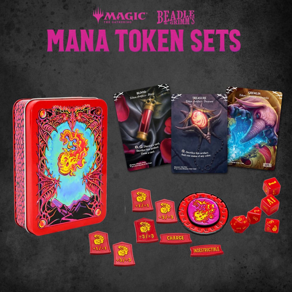 AUF BESTELLUNG gefertigt Magic the Gathering Würfel und Token Pack Red Mana