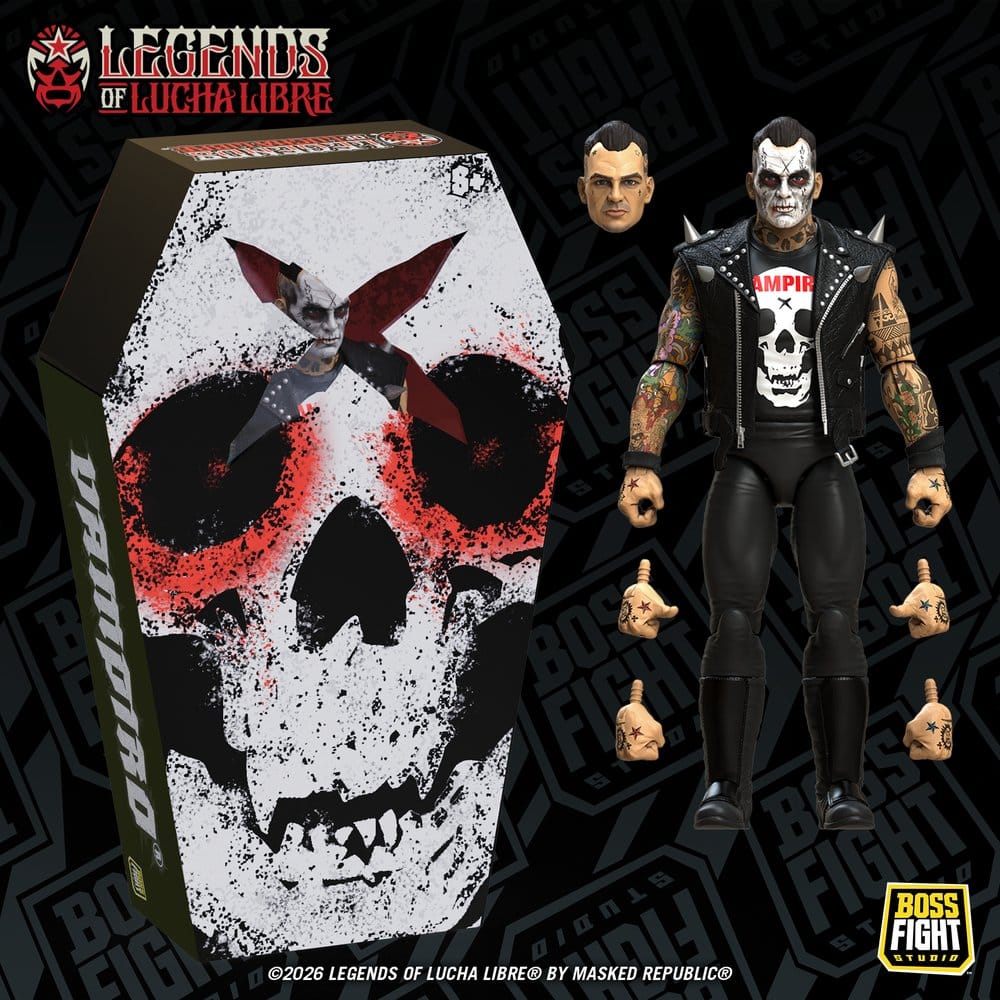 🧪 LAB | PREORDINE+ 06/2027 Legends of Lucha Libre Fanaticos Action Figure Vampiro Coffin Box Resurrected 15 cm