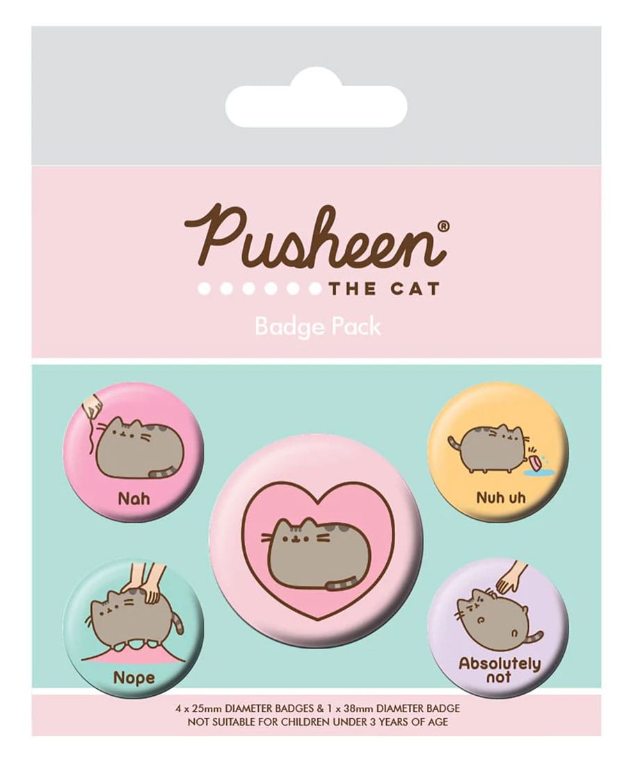 Pusheen-Ansteckbuttons, 5er-Pack, auf Bestellung gefertigt