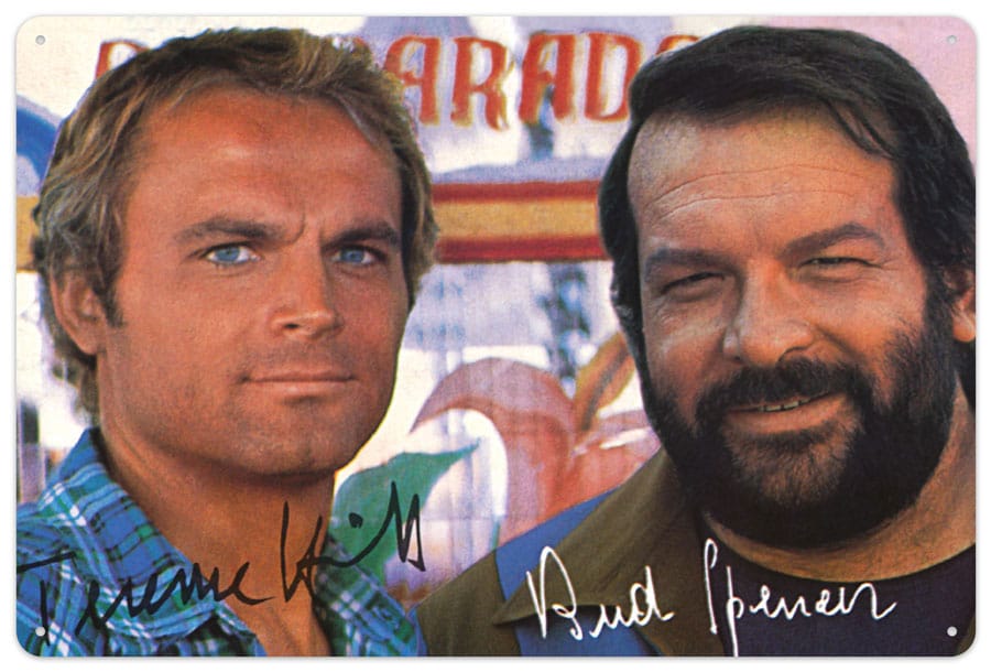 SU ORDINAZIONE Bud Spencer & Terence Hill Tin Sign Autogramm 20 x 30 cm