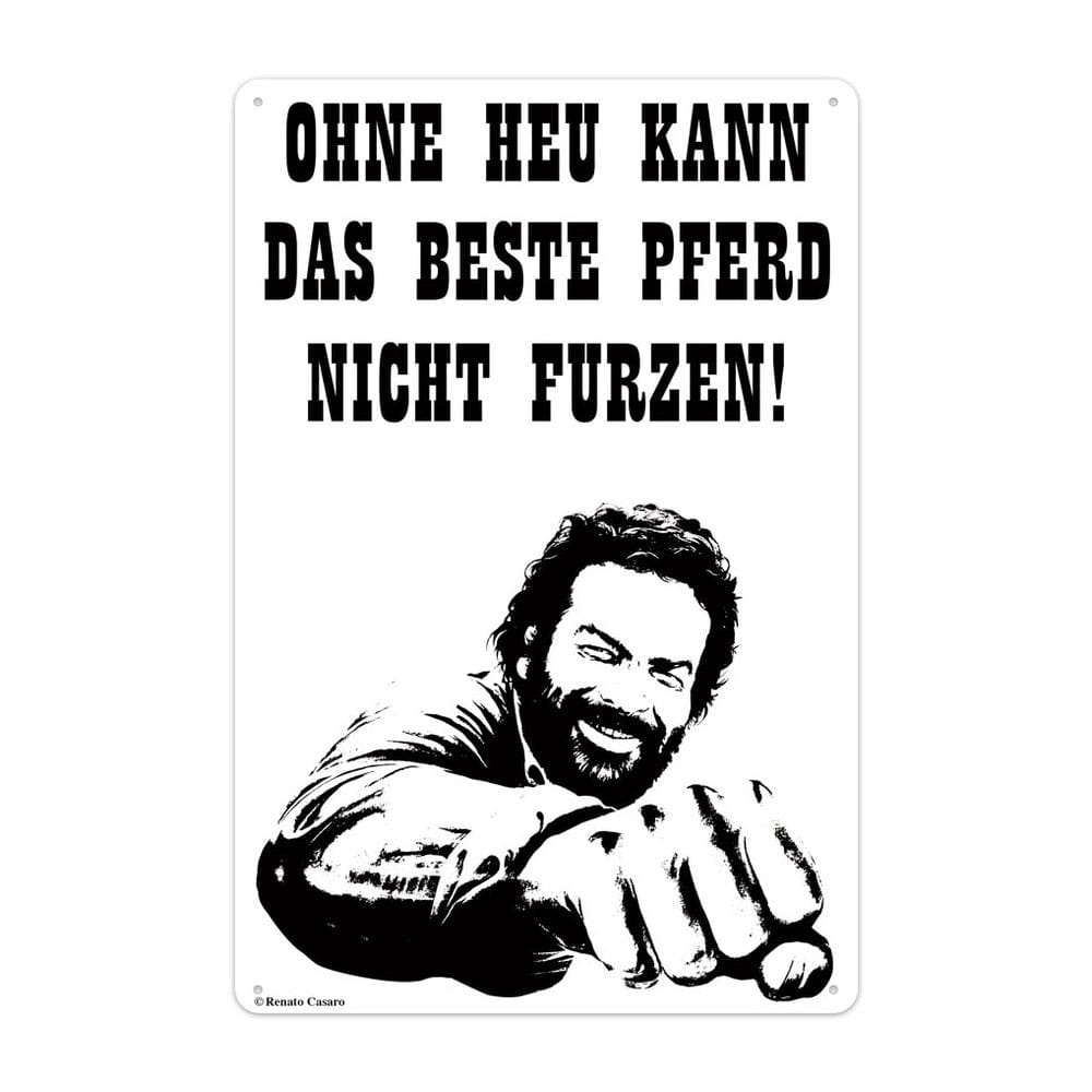 SU ORDINAZIONE Bud Spencer Tin Sign Pferd Faust 20 x 30 cm