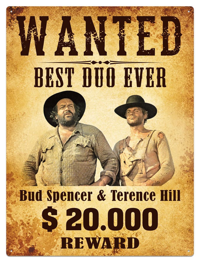 MADE TO ORDER Bud Spencer &amp; Terence Hill Tin Sign Wanted 30 x 40 cm
