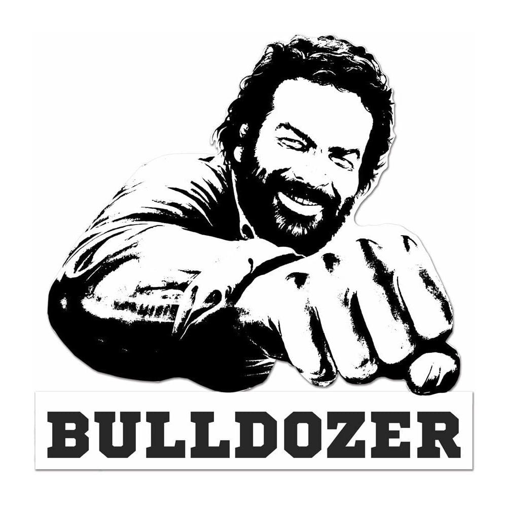 SU ORDINAZIONE Bud Spencer 3D Tin Sign Bulldozer black/white 45 x 45 cm ESAURITO