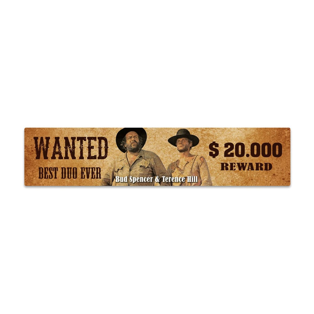 SU ORDINAZIONE Bud Spencer & Terence Hill Tin Sign with Magnet Wanted 16 x 3,5 cm