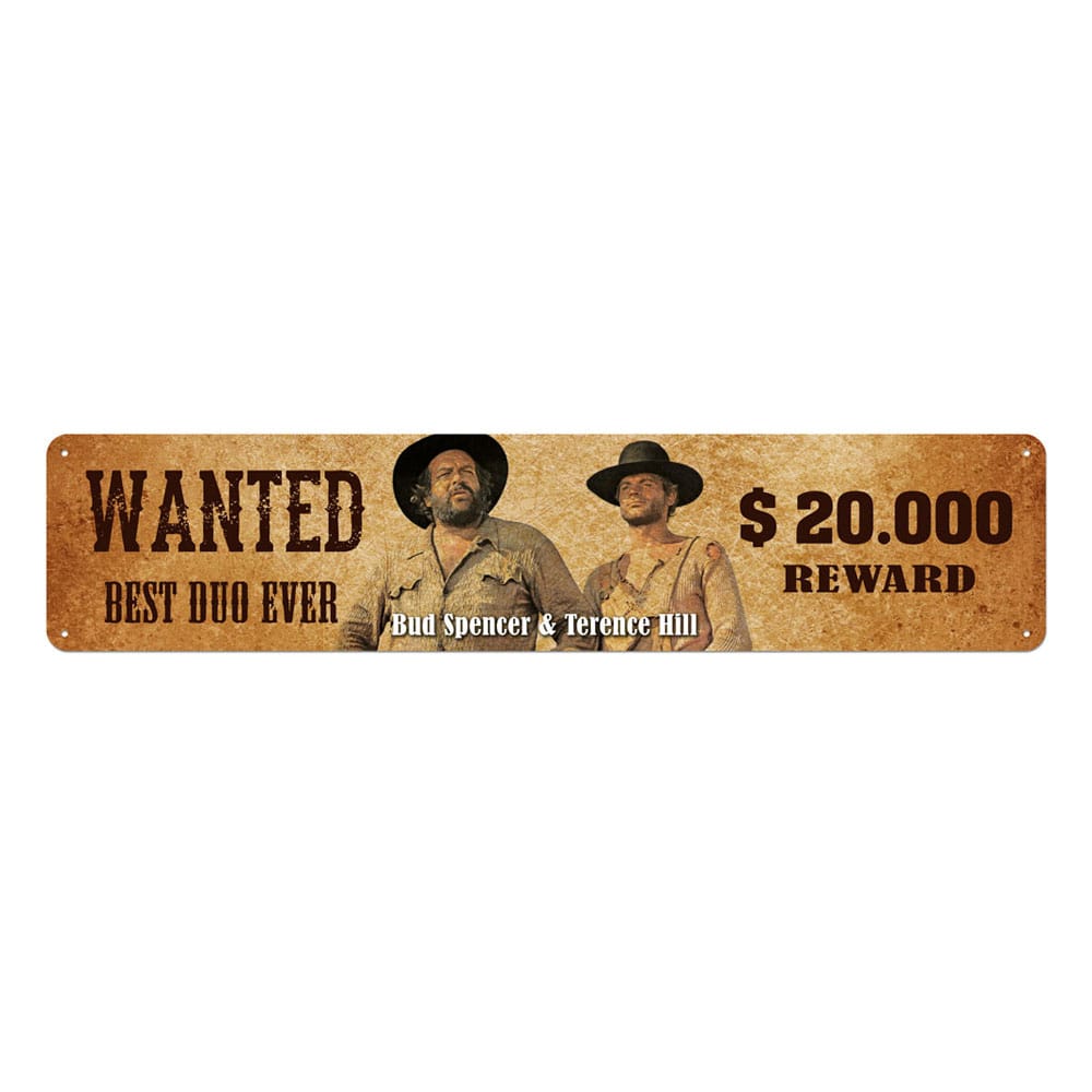 SU ORDINAZIONE Bud Spencer & Terence Hill Tin Sign Wanted 46 x 10 cm *PREZZO SPECIALE* ESAURITO