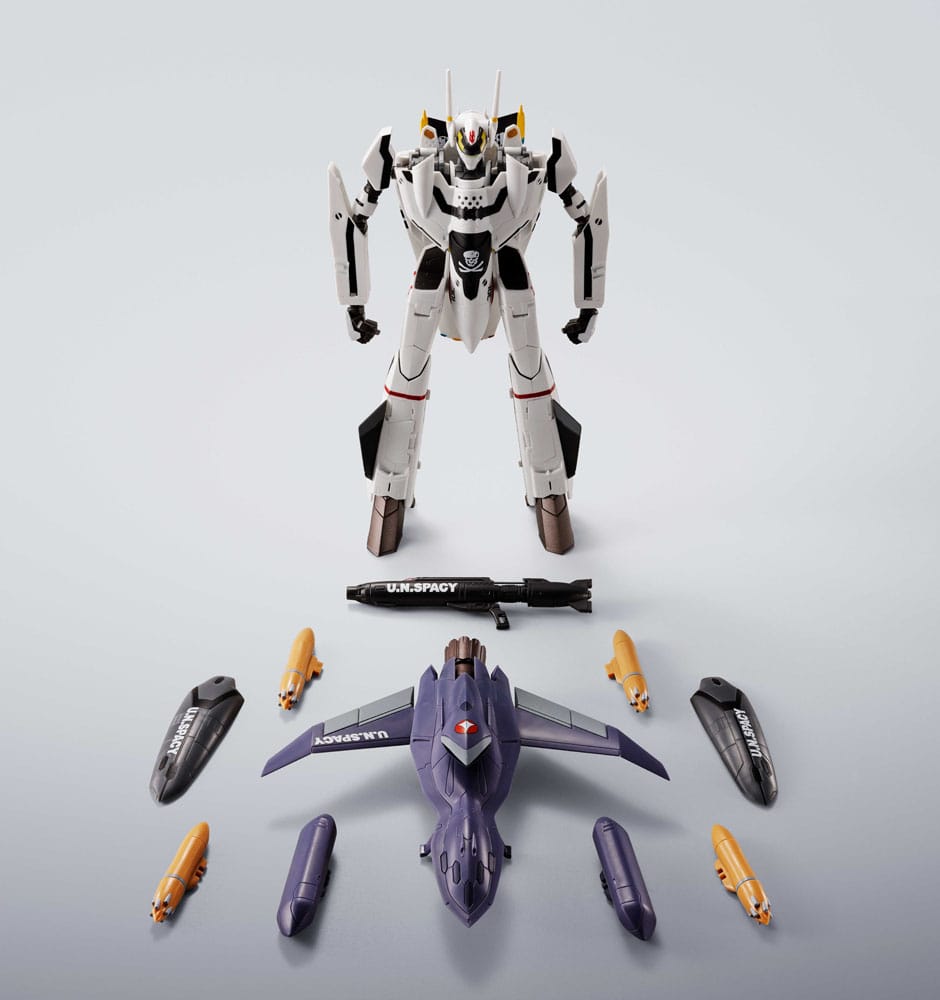 PREORDINE+ 04/2026 Macross 7 Hi-Metal R Action Figure VF-0S Phoenix (Roy Focker Use) & QF-2200D-B Ghost Set 14 cm