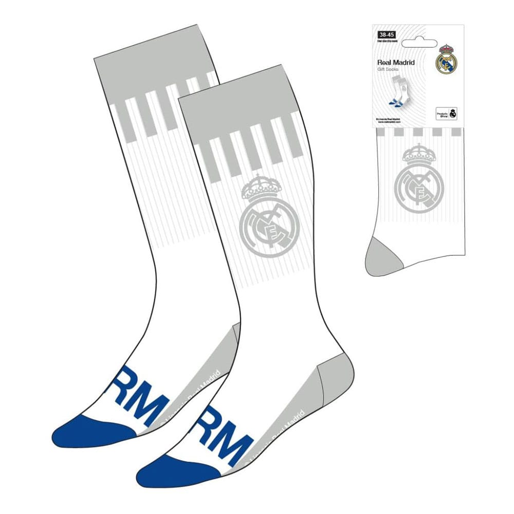 Fußballsocken, 3er-Pack, Real Madrid, Weiß, Größen 38-45 (auf Bestellung gefertigt)