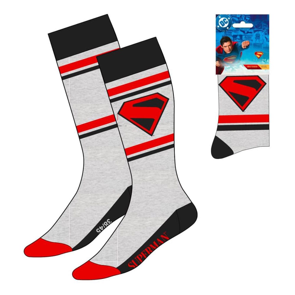 DC Comics Socken mit Superman-Logo, Grau, Größen 38–45, auf Bestellung gefertigt