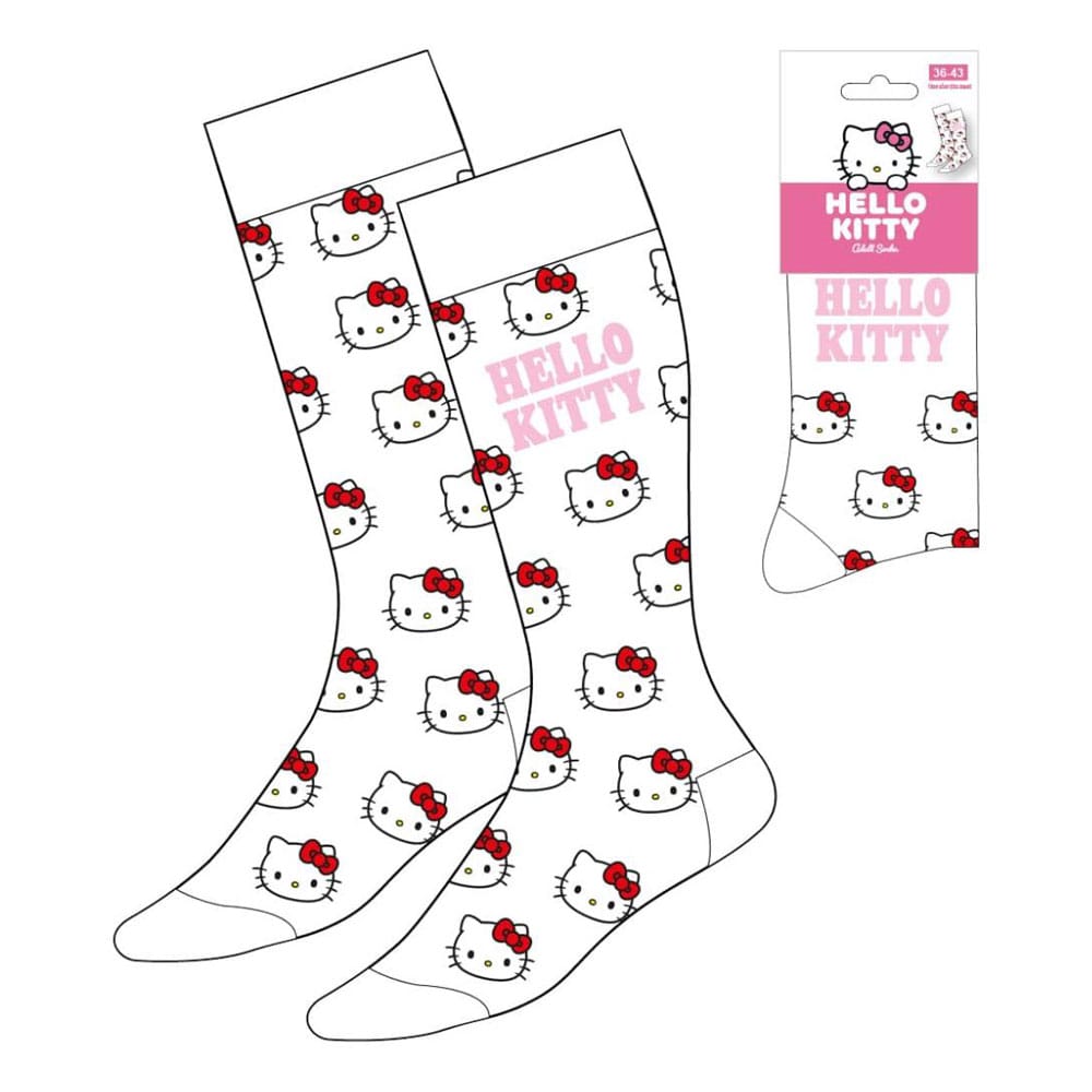 Sanrio Hello Kitty Socken, weiß, Größen 36-43, auf Bestellung gefertigt