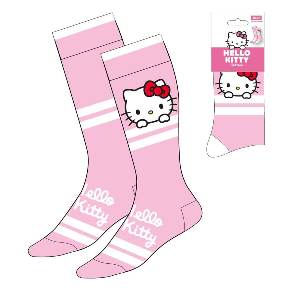 Sanrio Hello Kitty Streifen-Socken, Größen 36-43, auf Bestellung gefertigt