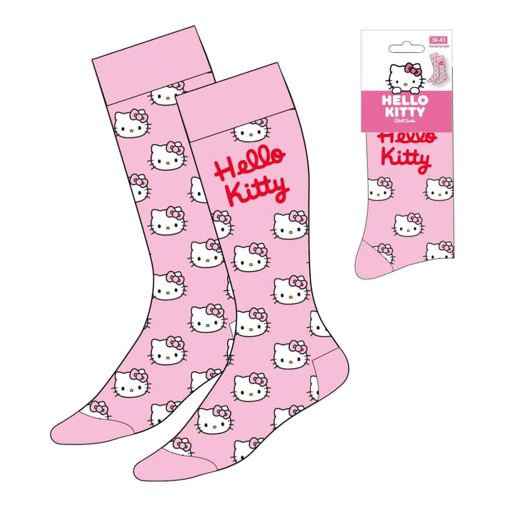 Sanrio Hello Kitty Socken mit Gesicht, rosa, Größen 36-43, auf Bestellung gefertigt