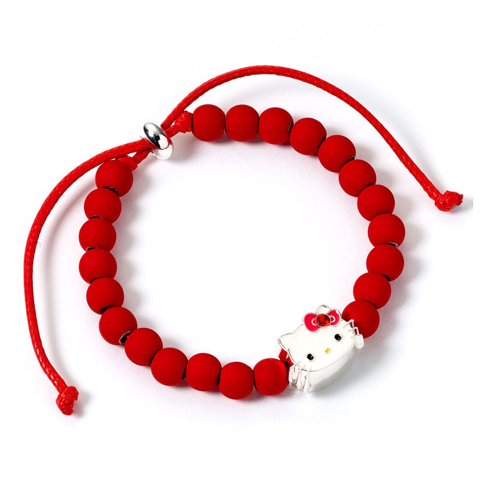 SU ORDINAZIONE Hello Kitty Bracelet red beads with Hello Kitty Charm 21 cm