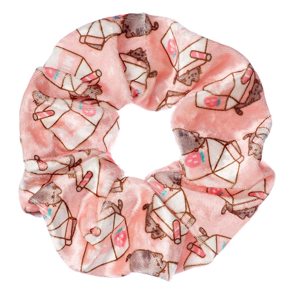 SU ORDINAZIONE Pusheen Hair Scrunchie Pink Strawberry Milk Carton