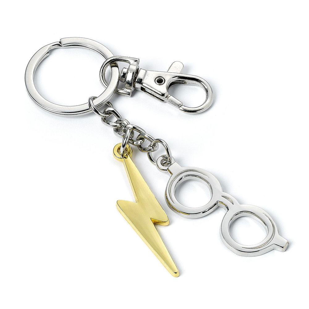 MADE TO ORDER Harry Potter Keychain Lightening Bolt &amp; Glasses (silver plated)