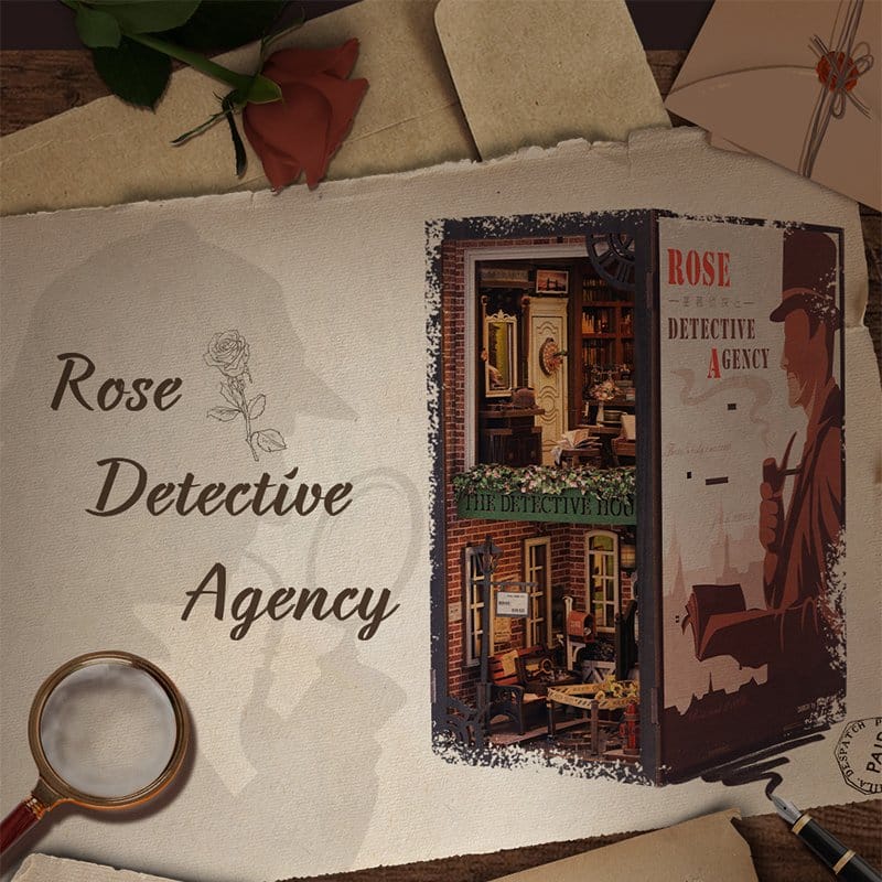 🧪 LAB | SU ORDINAZIONE Book Nook Rose Detective Agency 23 x 11 cm  