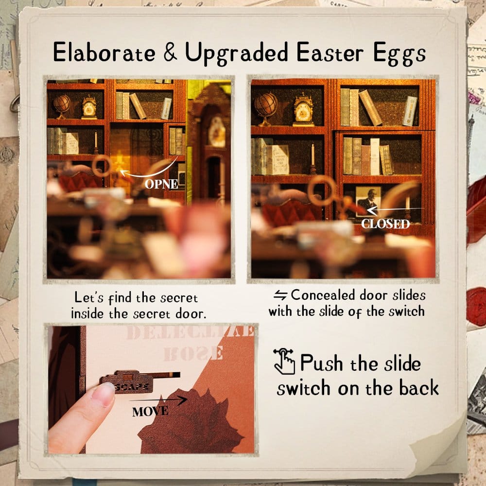 🧪 LAB | SU ORDINAZIONE Book Nook Rose Detective Agency 23 x 11 cm  