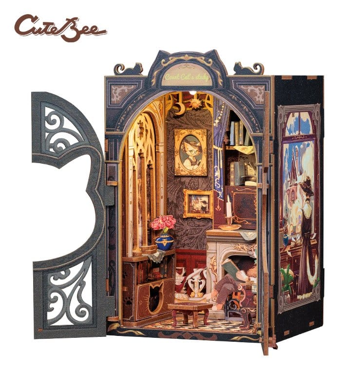 🧪 LAB | SU ORDINAZIONE Book Nook Count Cat´s Study 17 x 12 cm  