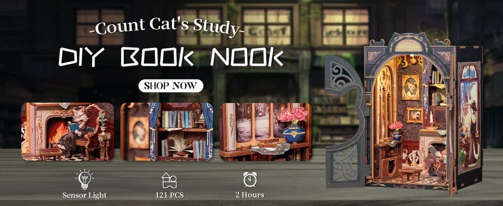 🧪 LAB | SU ORDINAZIONE Book Nook Count Cat´s Study 17 x 12 cm  