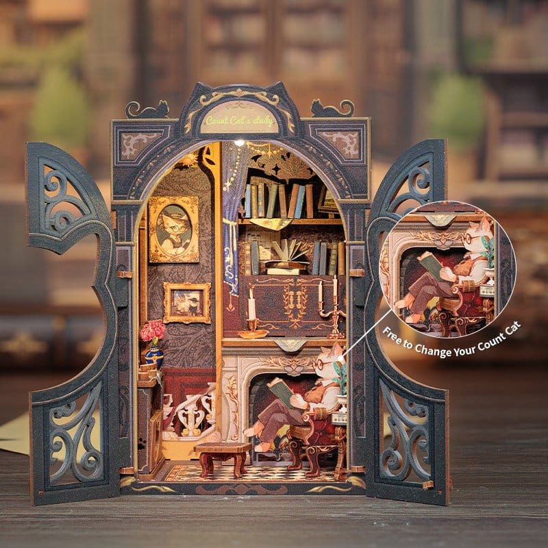🧪 LAB | SU ORDINAZIONE Book Nook Count Cat´s Study 17 x 12 cm  
