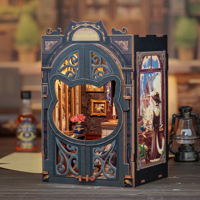 🧪 LAB | SU ORDINAZIONE Book Nook Count Cat´s Study 17 x 12 cm  