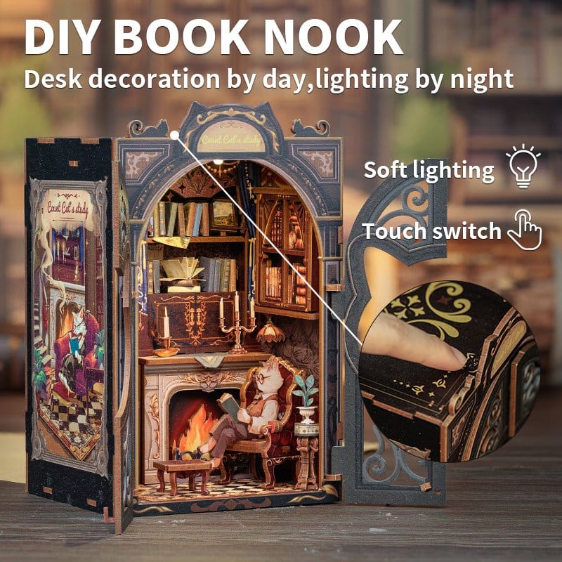 🧪 LAB | SU ORDINAZIONE Book Nook Count Cat´s Study 17 x 12 cm  