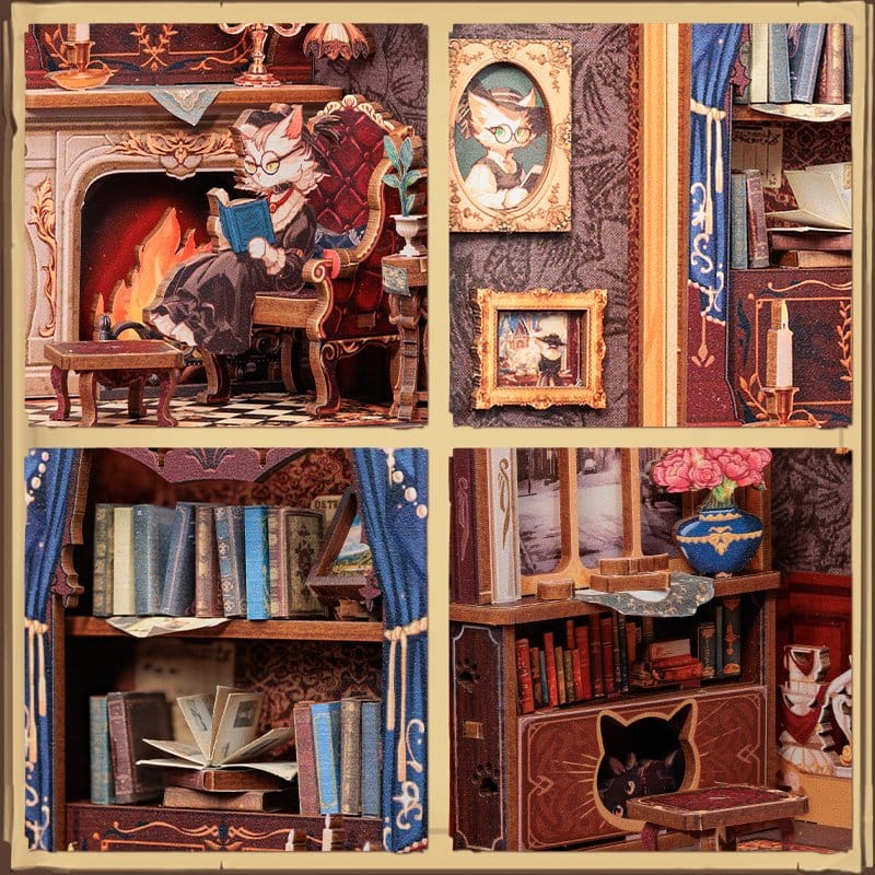 🧪 LAB | SU ORDINAZIONE Book Nook Count Cat´s Study 17 x 12 cm  