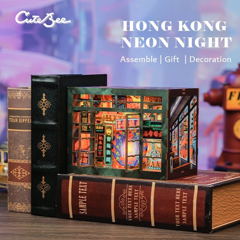 🧪 LAB | SU ORDINAZIONE Book Nook Hong Kong Neon Light 13 x 17 cm