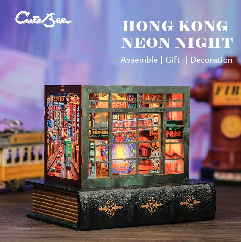 🧪 LAB | SU ORDINAZIONE Book Nook Hong Kong Neon Light 13 x 17 cm