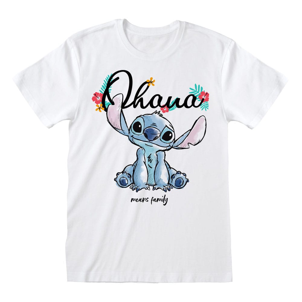 SU ORDINAZIONE Lilo & Stitch T-Shirt Ohana Means Family White Size S