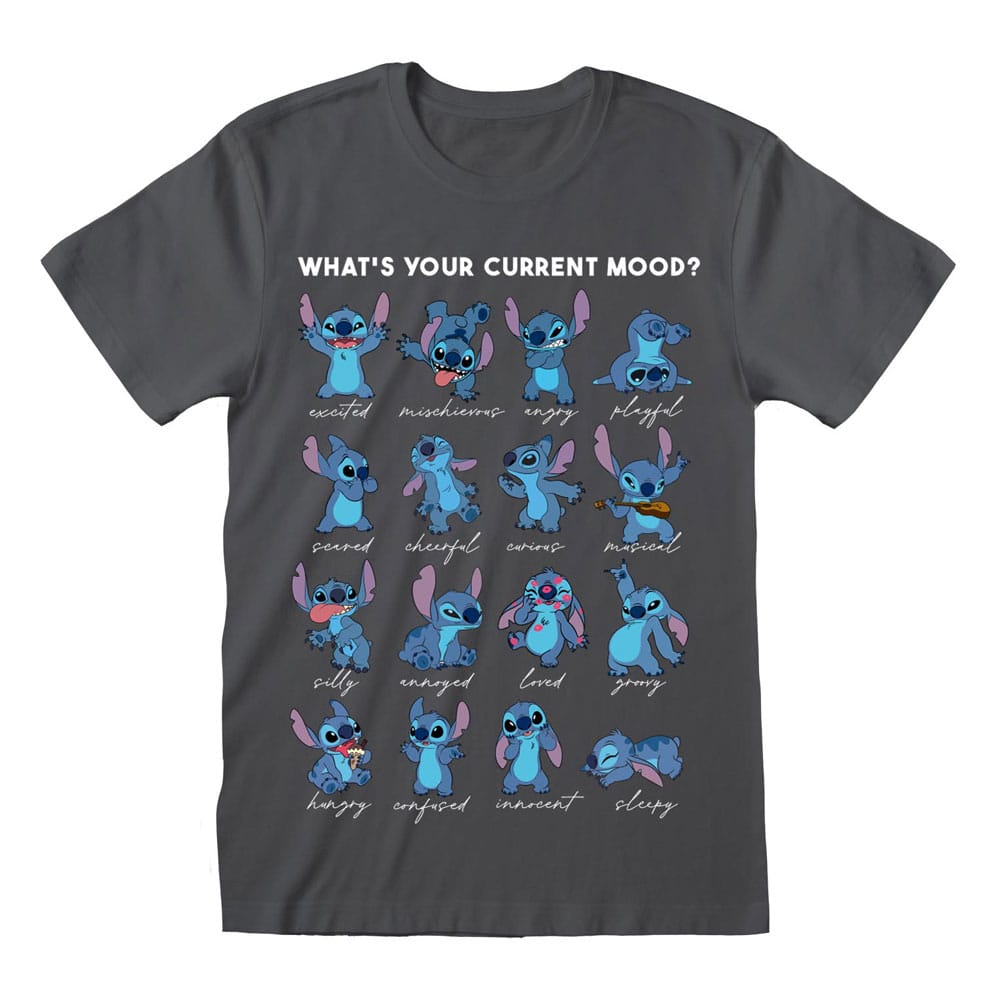 SU ORDINAZIONE Lilo & Stitch T-Shirt Stitch Emotions Charcoal Size XL