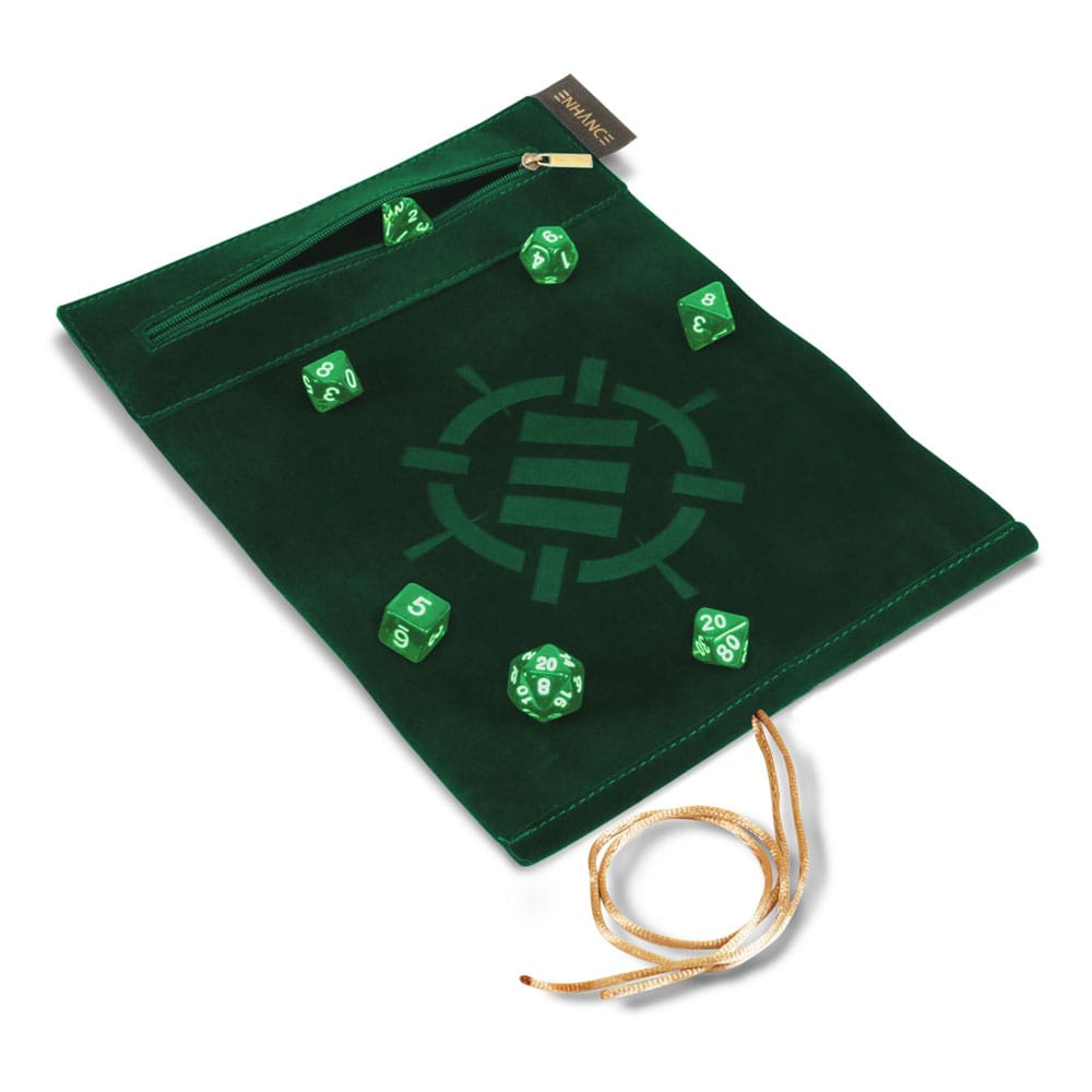 AUF BESTELLUNG Enhance Tabletop Roll on a Scroll Bag mit Würfeln Grün AUSVERKAUFT