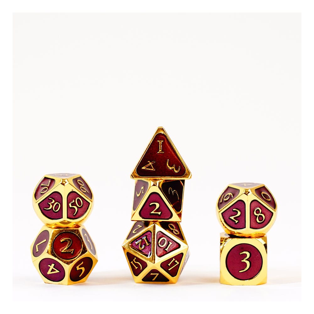 SU ORDINAZIONE FanRoll  Dice Set Gold with Purple Enamel (7)