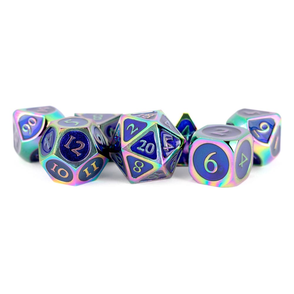 SU ORDINAZIONE FanRoll  Dice Set Rainbow with Blue Enamel (7)