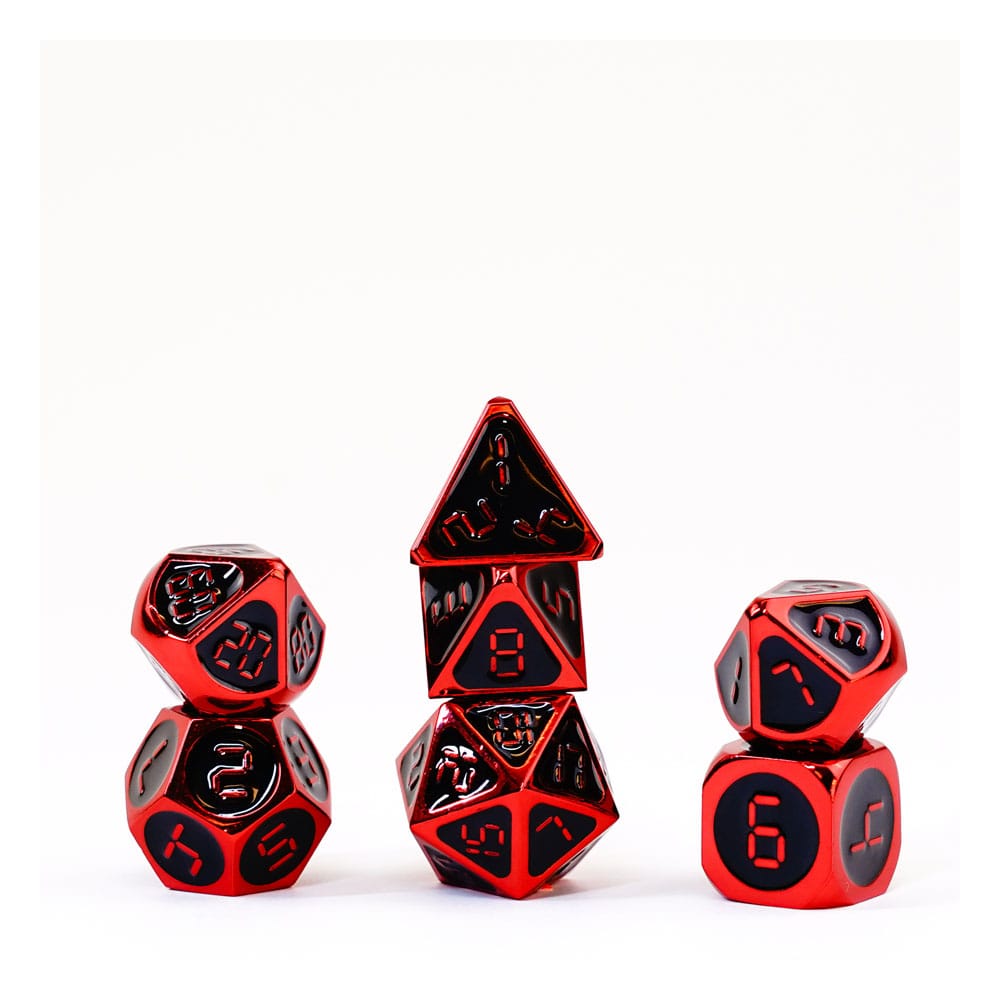 SU ORDINAZIONE FanRoll  Dice Set Red with Black Enamel (7)