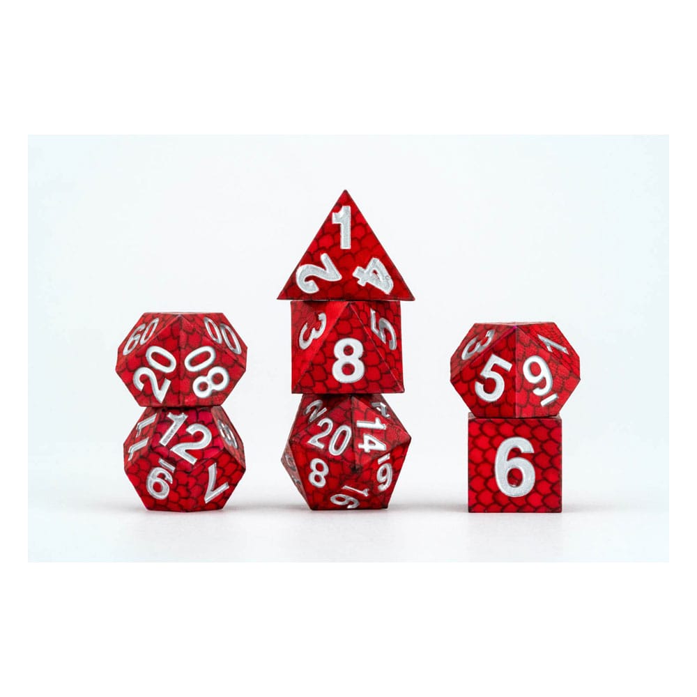 SU ORDINAZIONE Dragon Storm Sharp Edge Silicone Dice Set Red Dragon Scales (7)