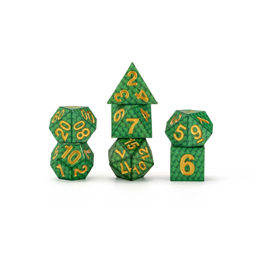 SU ORDINAZIONE Dragon Storm Sharp Edge Silicone Dice Set Green Dragon Scales (7)