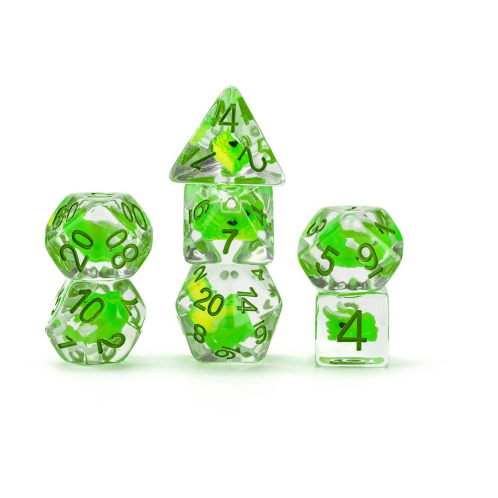 SU ORDINAZIONE Dragon Storm Inclusion Dice Set Green Dragon (7)