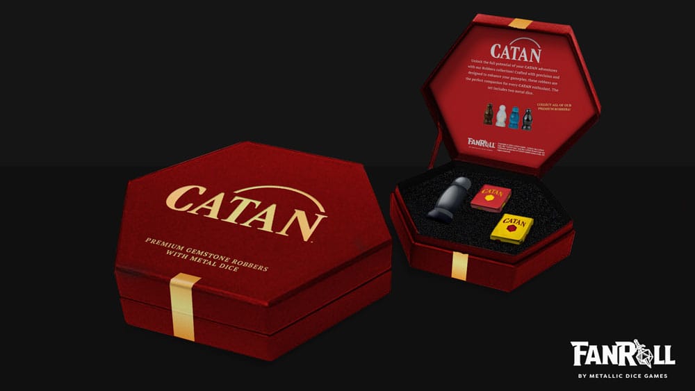SU ORDINAZIONE Catan Upgrade dice set Robber & Metal: Hematite